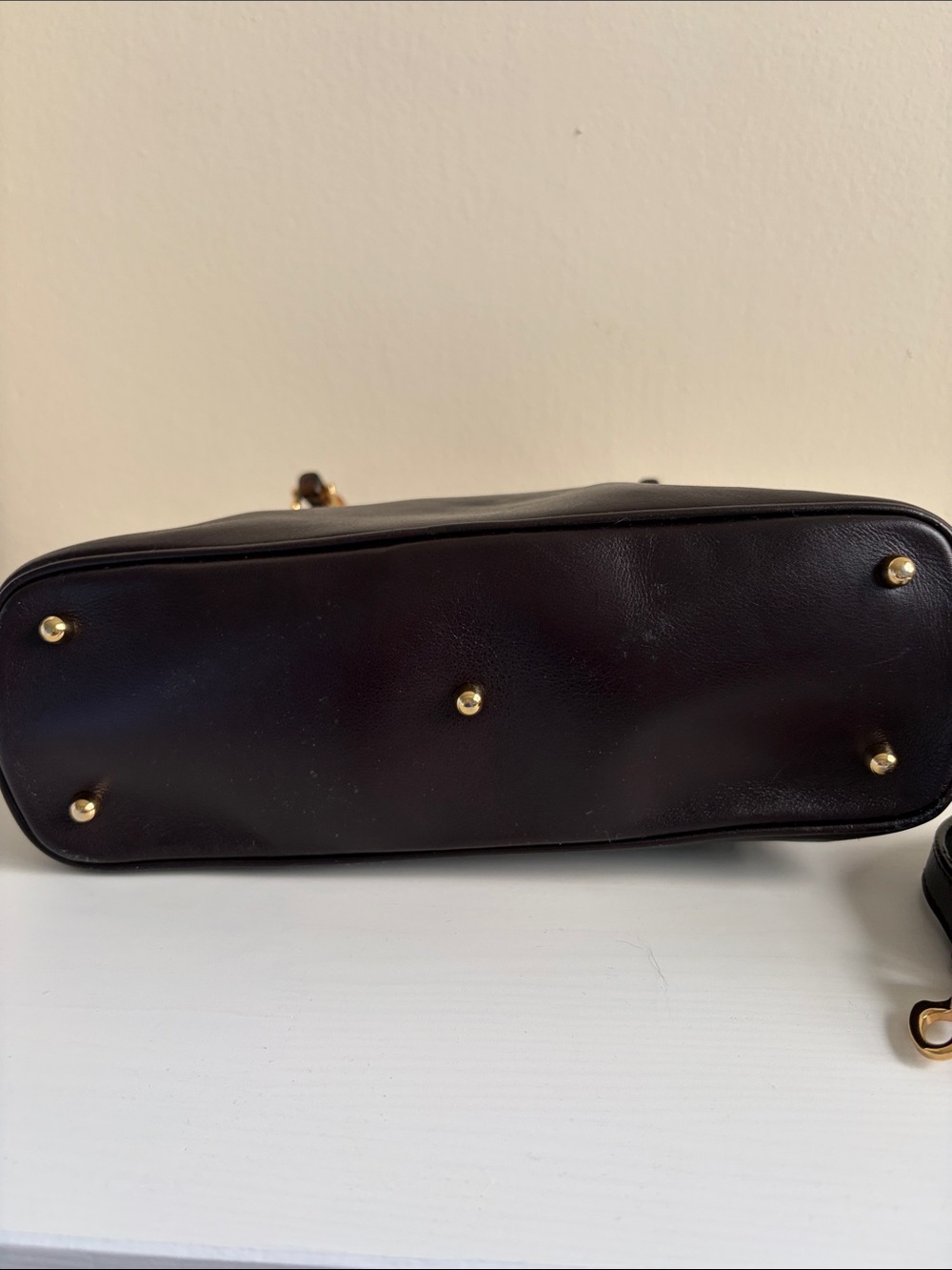 Vintage GUCCI Diana Bamboo Handle Bag w shoulder strap in Burgundy - Picture 6 of 13